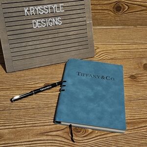 Tiffany & Co. Teal Suede  Notebook with Black Pen